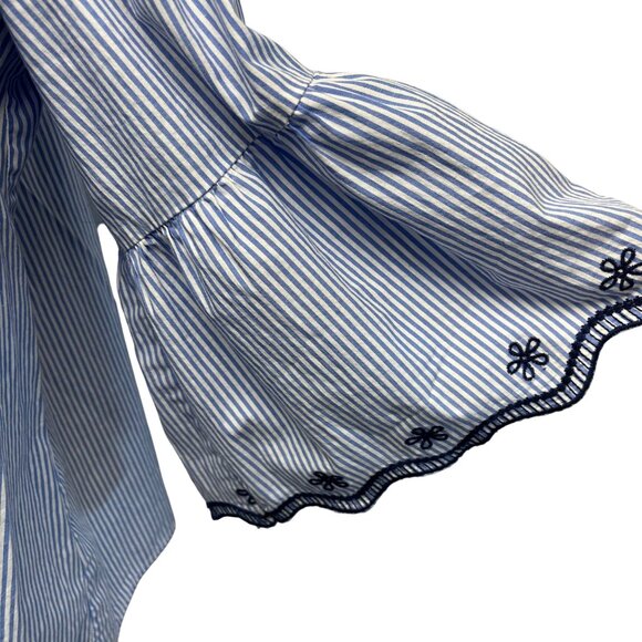 Rafaella Cotton Top Size 1X‎ Embroidered Nautical Stipe French Blue Cottagecore - Picture 4 of 9